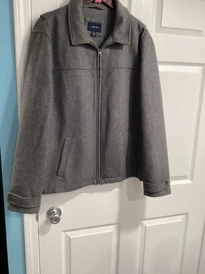 Lands End Jacket Mens L 42-44 Gray Wool  Blend Zip Up Coat Dress Pockets Lined - Image 1 of 4