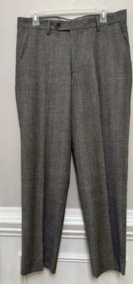 NWT Berle Men’s Plaid Classic Houndstooth Dress Pants Grey/Black Size 34/32 - Image 1 of 4