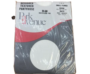 Vintage Park Avenue Designer Textured Floral Panty Hose White Pantyhose Medium - Picture 1 of 6