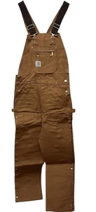 Vtg Carhartt R37 Duck Zip to Thigh Bib Overalls Unlined Size 34 X 36 NEW NOS - Picture 1 of 6