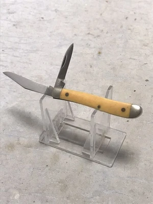 Navaja de bolsillo plegable Queen Steel # 17 EE. UU. 76 2 hojas mango amarillo EE. UU. Foto 1 de 4