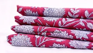 2.5 Yard Indian Block Print Cotton Fabric Natural Dressmaking Craft Voile Fabric - Picture 1 of 3