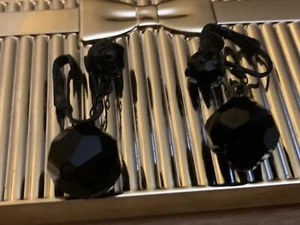 1950,s Black Rhinestone And Black Crystal Clip On Earrings - Picture 1 of 12