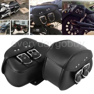 Pair Motorcycle PU Leather Saddle Bags For Honda Shadow Rebel 250 500 750 - Image 1 of 4