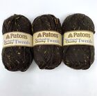 Lot of 3 Patons Shetland Chunky Tweed Yarn 3 oz Earthy Brown Wool Blend *READ