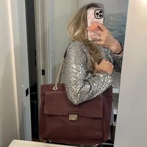 Kate Spade Suede Purse Purple Leather Large Tote Annaleigh Lafayette Avenue - Picture 1 of 24