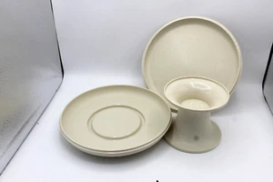 Tupperware Serve It All Set Standplatte Chip & Dip Kuchenständer Mandel Vintage - Bild 1 von 4