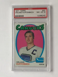 1971 TOPPS NHL HOCKEY CARD #42 ORLAND KURTENBACH PSA 8 NM-MT - Picture 1 of 6