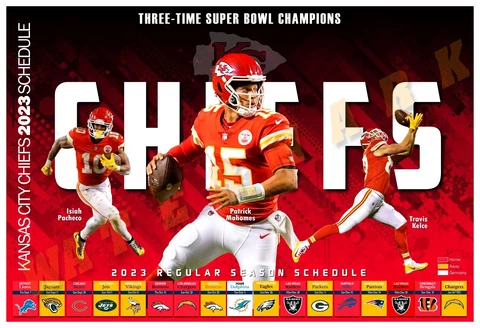 THE KANSAS CITY CHIEFS 2023 REGULAR SEASON 19”x13” SCHEDULE POSTER Cover