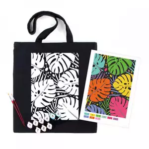 Rosa Talent Tropical Leaves - Black Shopper Coloring Kit. Ecobag Painting Kit... - Picture 1 of 3