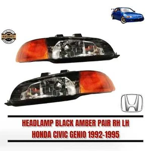 Fits Honda Civic 1992-1995 2/3Dr EG EH EJ Black Headlights+Corner Lamps 92-95 - Picture 1 of 5
