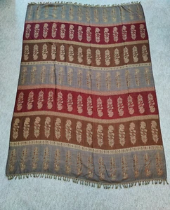 Chris Madden 100% Wool Throw/Bedding Table Cloth Gold Colored Tassels-India - Picture 1 of 11