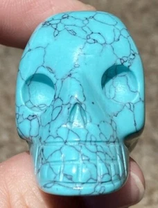 Sky Blue Turquoise HOWLITE Crystal Skull - Calm Communication, Memory - S19906 - Picture 1 of 7