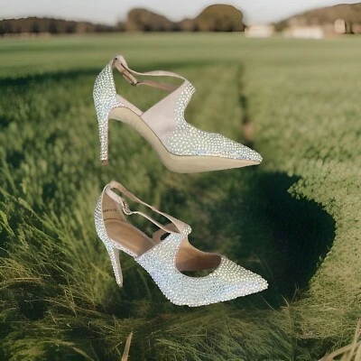 New Look 11M EE. UU. Maxi Bling Glam Tacones 9UK 43EU Hebilla Correa Baile de Salón Foto 1 de 4