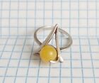 Ring with natural honey amber silver 925 Vintage Women's Jewelry size 8