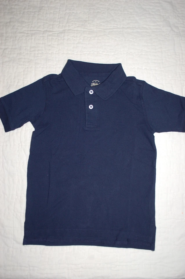 Boys S/S Polo Shirt NAVY BLUE Solid Color TEXTURED KNIT FABRIC Size XL 14-16 - Image 1 of 1