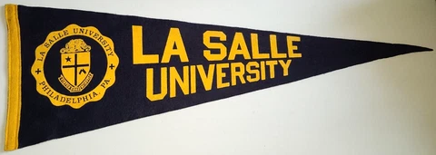 vintage 1990 LaSalle University Explorers navy blue felt pennant Philadelphia PA Cover