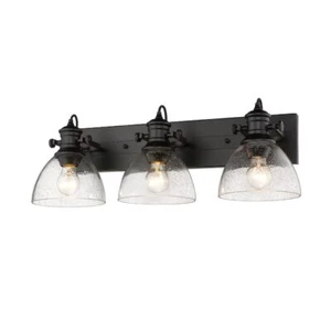 Golden Lighting 3118-BA3 BLK-SD Hines 3-Light Black Transitional Vanity Light - Picture 1 of 5