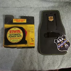 Irwin 3/4" Automatic Power Tape Measure with A & A Tape Measure Holder (B 16) - Picture 1 of 2