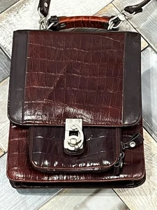 Vintage 1990s MC Marc Chantal Brown Embossed Croc Leather Crossbody Bag Purse - Bild 1 von 20