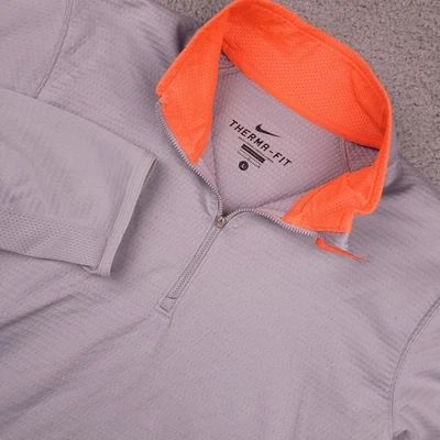 Nike Therma-FIT Gray & Orange 1/4 Zip Pullover Men's Large Running Top - Image 1 of 4