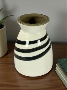 New Anthropologie Striped Kupia Hand Painted Pottery Ceramic Art Vase - Picture 1 of 9