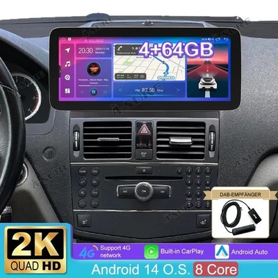 DAB+12.3"Autoradio Android 14 Für Mercedes Benz C Klasse W204 2007-2010 NTG4.0 - Bild 1 von 4