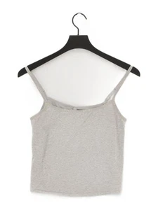 Skims Women's Top M Grey Cotton with Elastane Sleeveless Square Neck Cropped - Picture 1 of 5
