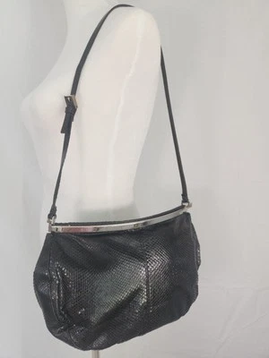 Vintage Late 90s Early 00s AUTHENTIC Fendi Hobo Snakeskin Black Shoulder Bag - Image 1 of 4