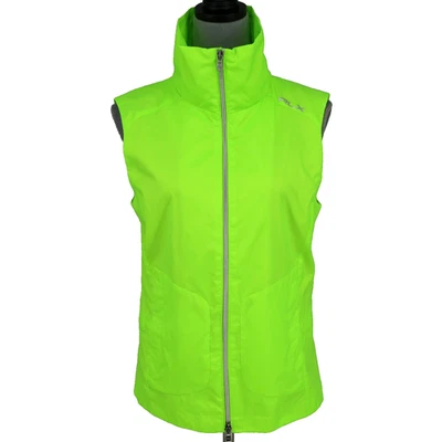 Ralph Lauren RLX 高尔夫背心女式小号绿色全拉链模拟领尼龙口袋 — 第 1/4 张图片