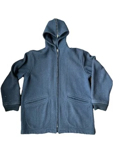 Vtg 50s Midshipmen's Store US Naval Academy Thick Blue Wool Hooded Jacket Sz Med - Picture 1 of 10