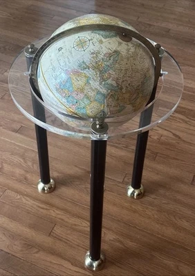 Antigo Replogle 12” Globo de Chão Clássico Mundial RARO SUPORTE LUCITE - Imagem 1 de 4