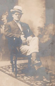 Suited Man with Cocked Hat. Dover/Boonton NJ Price's Studio. RPPC AZO 1907-0909 - Picture 1 of 4