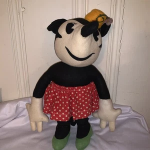 Peluche Minnie vintage con pois rossa per skit e fiore nel cappello  - Foto 1 di 17