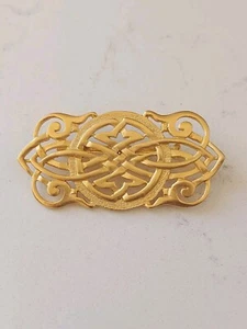 Gold Tone Celtic Knot Brooch Vintage Ornate Eternity 2.25" - Picture 1 of 4