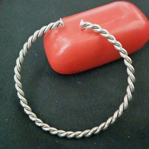 Solid Sterling Silver Twisted Handmade Bracelet Braided Adjustable Women Bangle - Picture 1 of 7