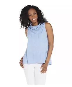 Lisa Rinna Collection Texture Print Drape Front Tank Top-1X-NEW - Picture 1 of 4