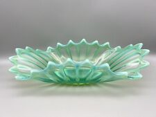 Vintage FOSTORIA HEIRLOOM Green Opalescent Glass Oblong Bowl