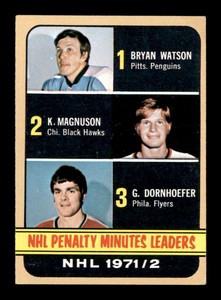 1972 Topps #65 Bryan Watson/Keith Magnuson/Gary Dornhoefer League Leader EX/EX+ 