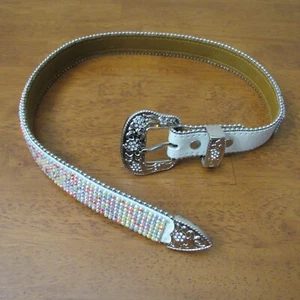Western ME A1168 Pink Leather Bling Girls Belt 29" 1-1/4 inch Wide. (CH) - Picture 1 of 6