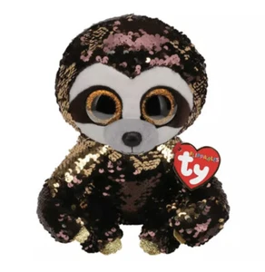 NUEVO Ty Beanie Boos 6 PULGADAS Colgante Voltible LENTEJUELAS REVERSIBLES ORO PEREZOSO - Imagen 1 de 3