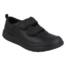 BOYS CLARKS SCAPE FLARE HOOK & LOOP LEATHER KID TRAINER SCHOOL SHOES JUNIOR SIZE