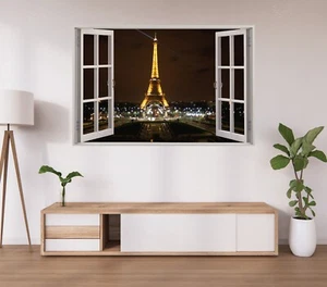 Eiffel Tower Paris Landscape Wall Decal Paris Wall Mural Vinyl Sticker - Picture 1 of 7