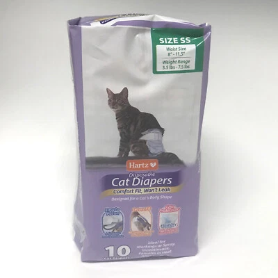 Hartz 一次性猫尿布尺寸 SS 3.5-7.5 磅,手术后 10 克拉失禁 — 第 1/4 张图片
