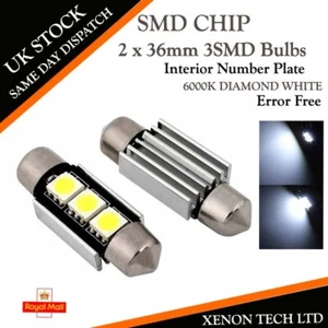 2 x 39mm 3SMD Interior LED Xenon White Festoon Light Error Free 239 MERCEDES BMW - Picture 1 of 1