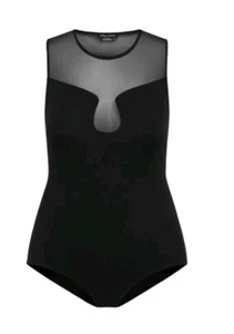 City Chic Xs Bodysuit Black Mesh Insert Plus Size 14 - Picture 1 of 3