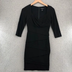 White House Black Market Dress Womens 4 Black Sheath Tiered Shaping Sweetheart - Picture 1 of 11