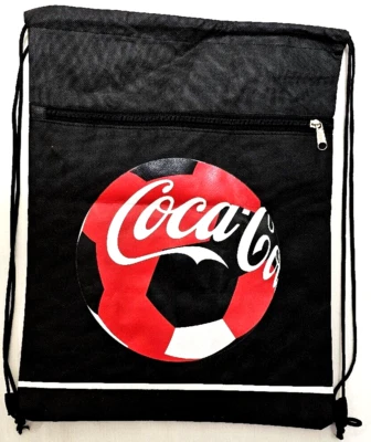 2017 Coca Cola Soccer Ball Drawstring Bag w/ Zip Pocket Hit Promotional Products - Image 1 of 4