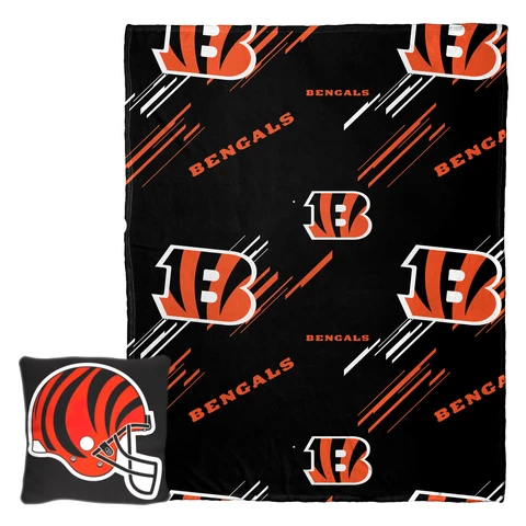 Northwest NFL Cincinnati Bengals Slashed Pillow and Throw Blanket Set Cover