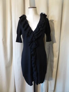 KAREN MILLER  Robe maille laine mélangée NOIR petites manches volants t 40 - Picture 1 of 12